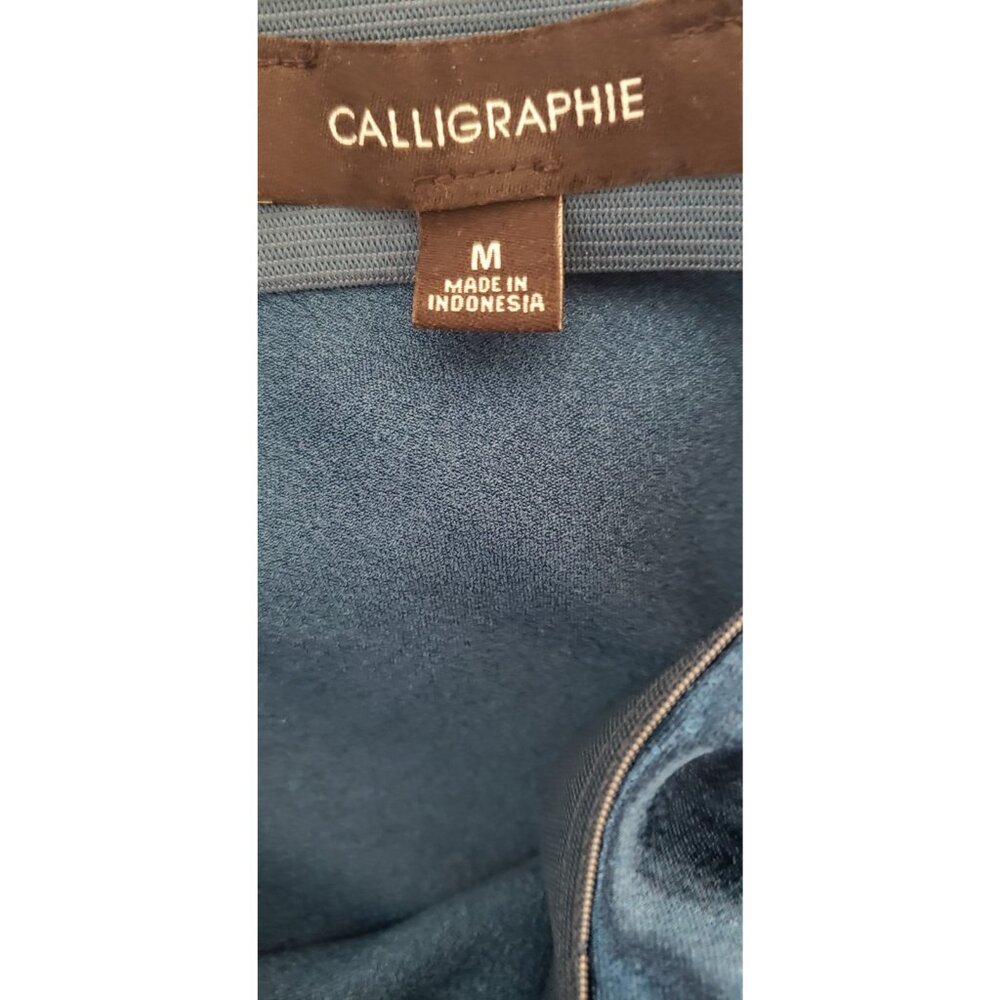 NWT CALLIGRAPHIE TURQUOISE SATIN MIDI SKIRT MEDIUM - Picture 8 of 9